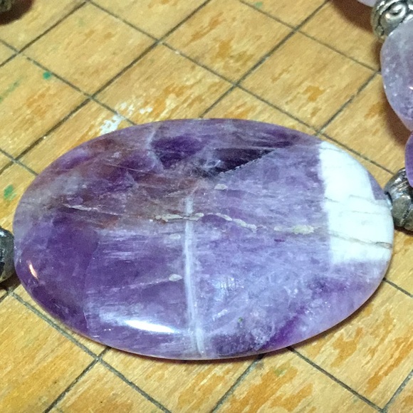 Semiprecious Charoite Stone Amethyst Crystal Necklace 19.5”L EVC 925 Claw Clasp - Picture 9 of 12